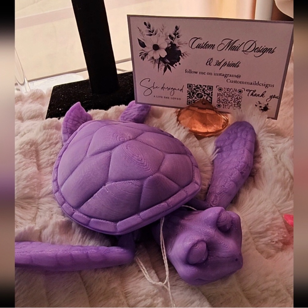 3D printed purple sea turtle. Approximately 7” Nice gift for ocean lovers